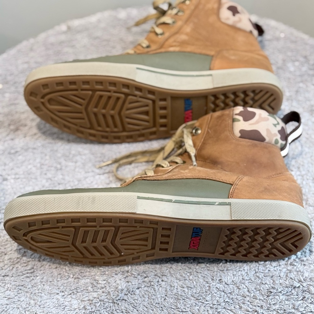 Xtratuf Men’s Tan, Green, and Camo Deck Boots size 13 - Picture 5 of 6